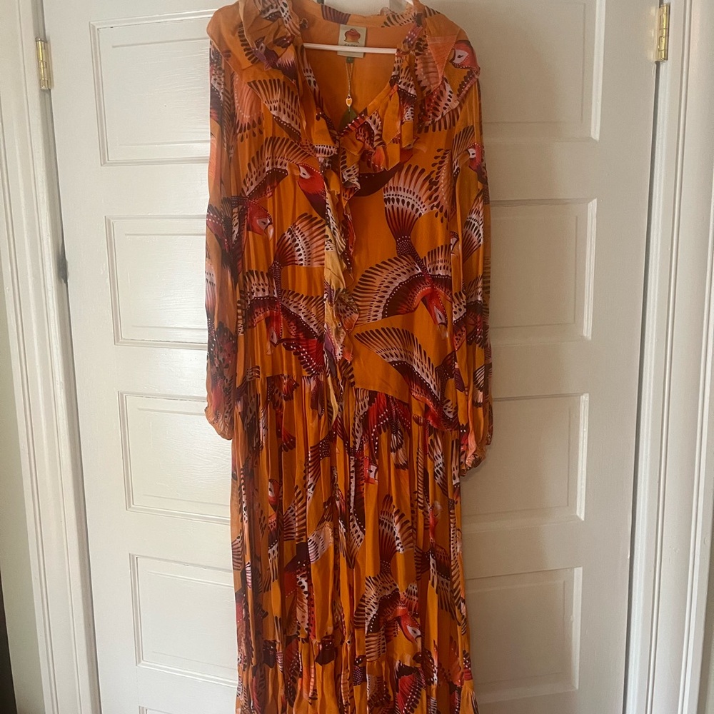 Farm Rio Flying Macaw Maxi Dress Size Large - Picture 3 of 7